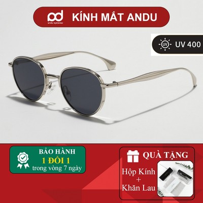 Kính râm mát thời trang nam nữ ANDU chống tia UV dáng tròn phong cách Hàn Quốc đi chơi đi biển 3212