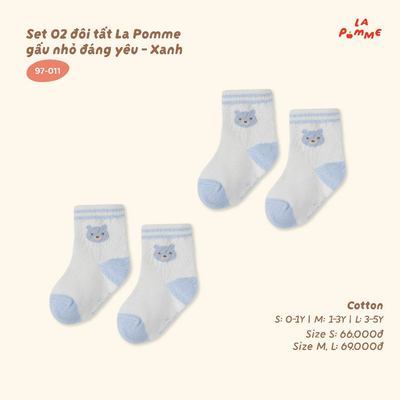 Set 02 đôi tất La Pomme gấu nhỏ đáng yêu - Sợi Cotton thoáng khí - Bé trai - Size S/M/L