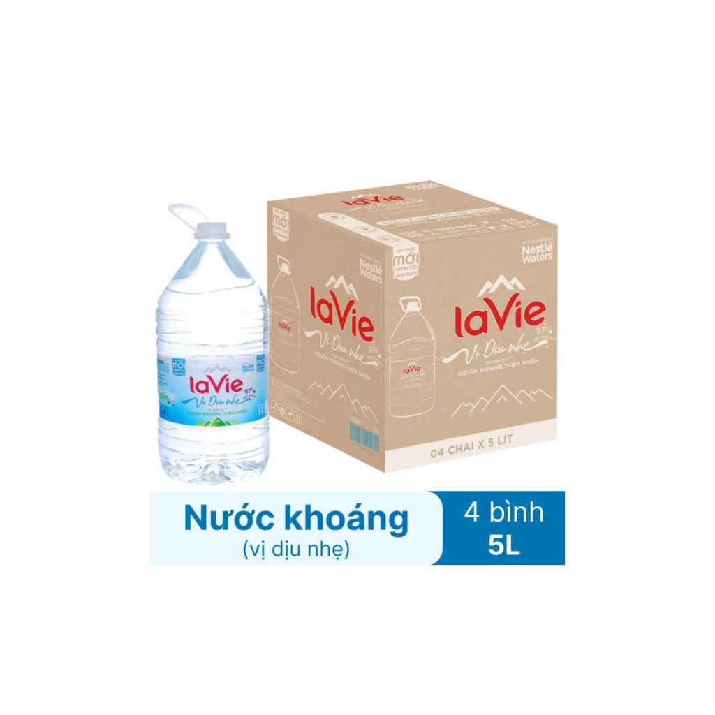 Nước suối Lavie 5L Vị Dịu Nhẹ (4 Bình)