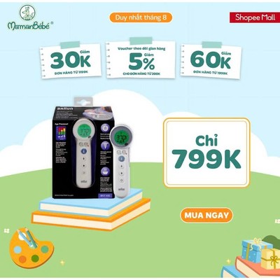 (MamanBébé chính hãng) Nhiệt kế hồng ngoại đo trán Braun BNT400WE chuyên biệt cho từng độ tuổi