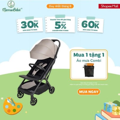 (MamanBébé chính hãng) Xe đẩy du lịch gấp gọn Combi Auto N Neo - màu be