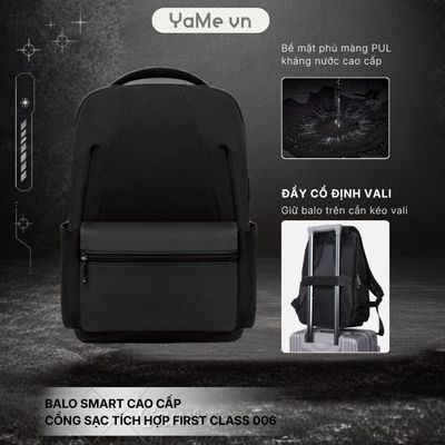 Balo Smart Cao Cấp Cổng Sạc Tích Hợp First Class 006 Đen 23751 |YaMe|