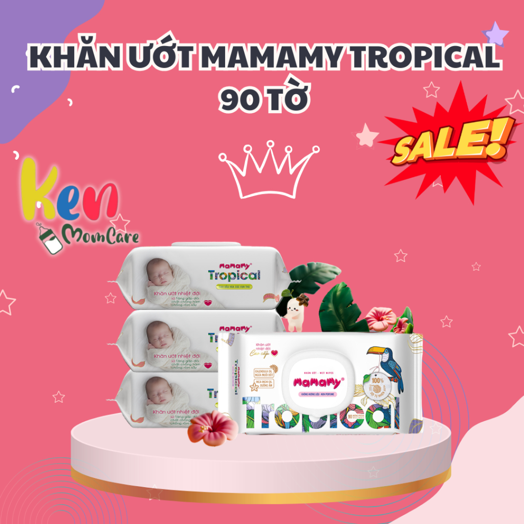 THÙNG 10 GÓI KHĂN ƯỚT MAMAMY TROPICAL 90 TỜ