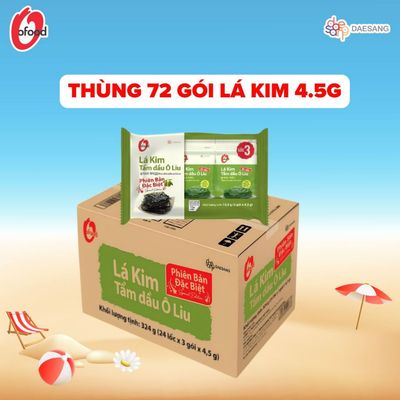 [Thùng 24 lốc 3] Lá kim tẩm dầu Oliu 4,5G O'Food, tổng 72 gói