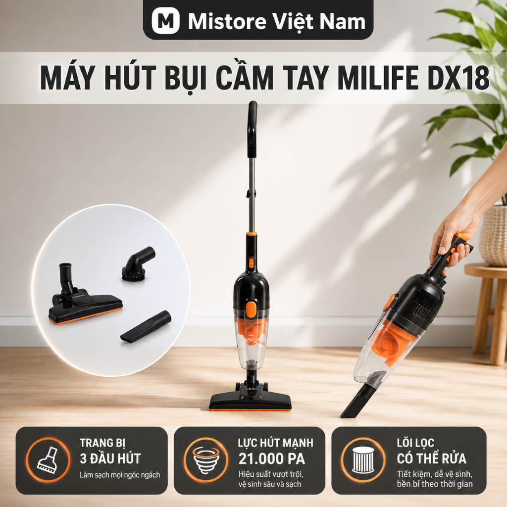 Máy Hút bụi cầm tay 3 in 1 milife DX18- Máy hút bụi cầm tay 2 trong 1  Deerma DX700 DX700S