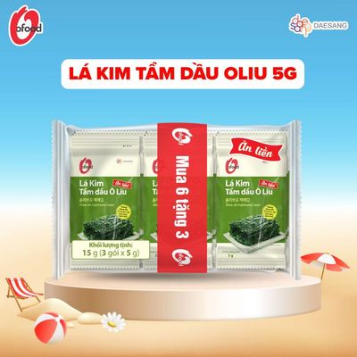 [Mua 6 tặng 3] Lốc 9 gói Lá kim tẩm dầu ô liu 5g O’Food – Đồ ăn vặt ngon