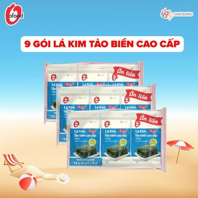 Combo 3 lốc 3 Lá kim tảo biển cao cấp O’Food– Gói 5g – Đồ ăn vặt ngon