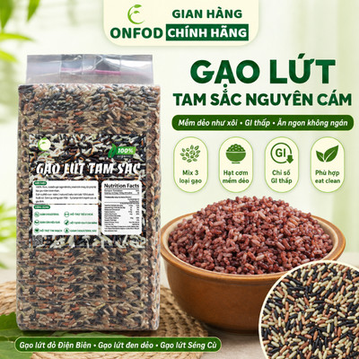 Gạo lứt dẻo điện biên tam sắc healthy ONFOD giảm cân ăn kiêng thực dưỡng cho người tiểu đường, gym, yoga, mẹ bầu 1kg