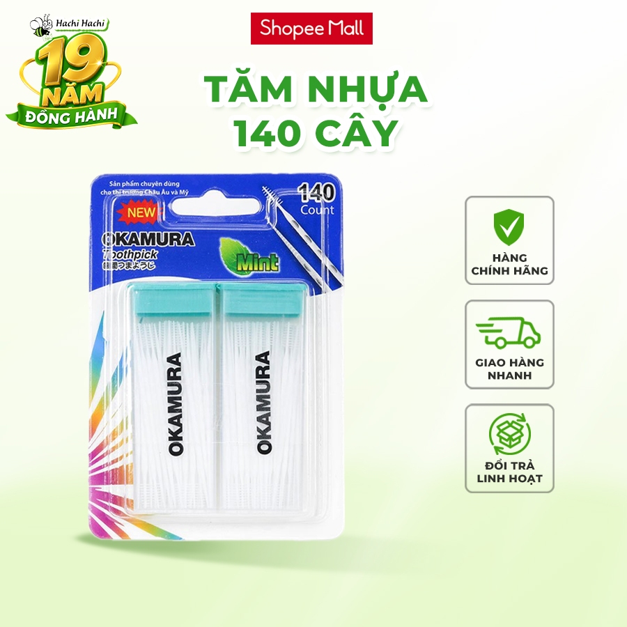 Tăm nhựa Okamura dạng hộp (2 hộp x 70 cái) - Hachi Hachi Japan Shop