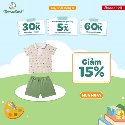 Bộ cộc tay La Pomme cổ polo khám phá rừng xanh - Sợi Petit Soyeu thoáng mát – Bé trai - 6M - 3Y