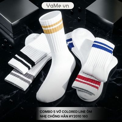 Combo 5 Vớ Thời Trang Cổ Trung Colored Line Ôm Nhẹ Chống Hằn #Y2010 160 24962 |YaMe|
