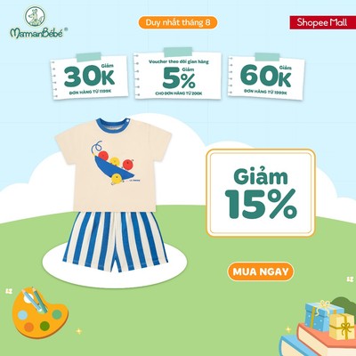 Bộ cộc tay La Pomme đoàn nhà đậu vui chơi - Sợi Natural Cotton thoáng mát – Bé trai - 6M - 5Y