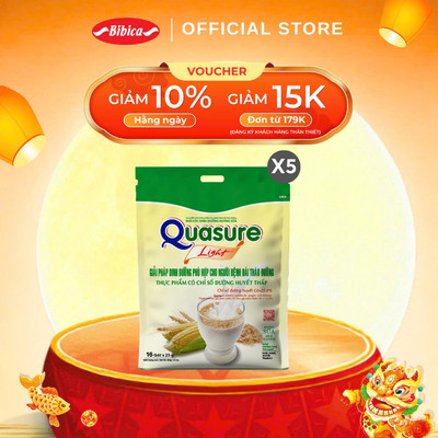 Combo 5 Bột Ngũ Cốc Quasure Light Bibica 400g - Thực phẩm dành cho người ăn kiêng, người tiểu đường