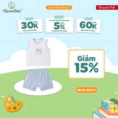 Bộ sát nách La Pomme bạn hổ siêu ngầu - Sợi Natural Cotton thoáng mát – Bé trai - 6M - 3Y