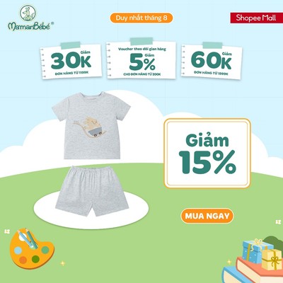 (MamanBébé chính hãng) Bộ cộc tay La Pomme lượn quanh cùng bạn thỏ - Sợi Natural Cotton thoáng mát – Bé trai - 6M - 3Y