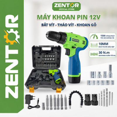[Hỏa tốc]Máy Khoan Pin 12V Cầm Tay DELI ZENTOR Máy Bắn Vít 2 Pin 12V 3 Chức Năng Khoan, Bắt,Tháo Vít - Bảo hành 12 tháng