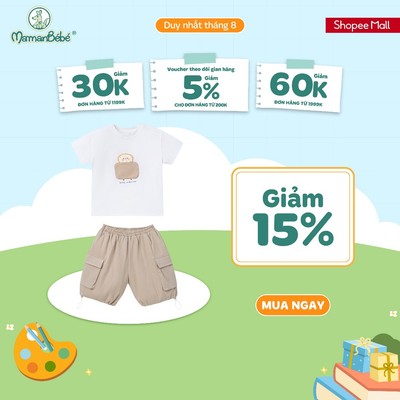 (MamanBébé chính hãng) Bộ cộc tay La Pomme lát bánh mì vui nhộn - Sợi Natural Cotton thoáng mát – Bé trai - 9M - 5Y