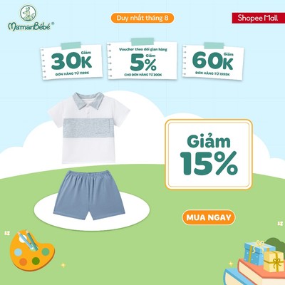Bộ cộc tay La Pomme cổ polo phối màu thanh lịch - Sợi Natural Cotton thoáng mát – Bé trai - 9M - 5Y