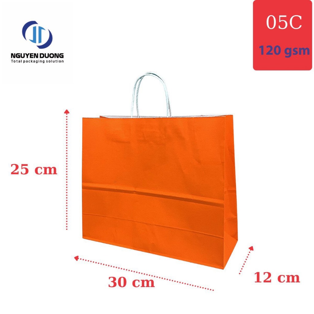 (10 Chiếc) Túi giấy 05 Kraft quai xoắn Nhật 30x25x12