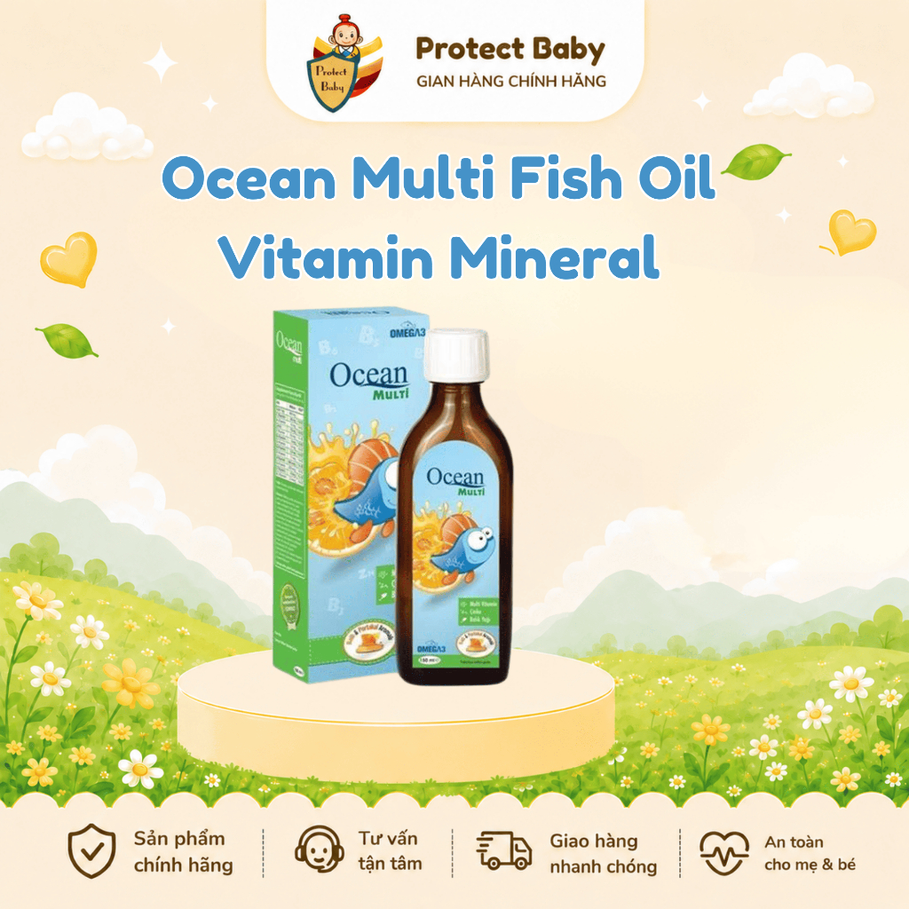 OCEAN MULTI FISH OIL VITAMIN MINERAL - Bổ sung Omega3, Vitamin, Khoáng chất cho bé