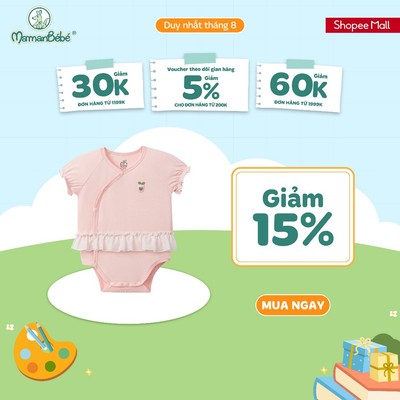 Body cộc tay La Pomme bèo nhún mầm xinh đón nắng - Sợi Petit Soyeu thoáng mát – Bé gái - 0M - 9M