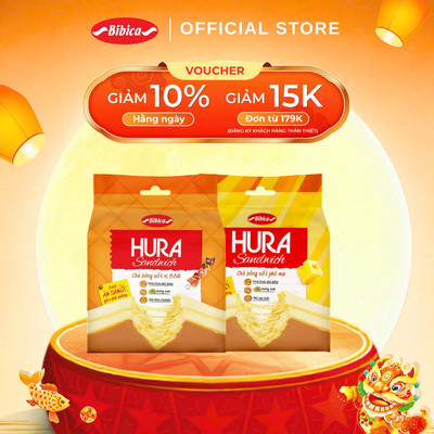 Combo 2 Gói Bánh Hura Sandwich Bibica 90g Chà Bông Phô Mai Bữa Ăn Sáng Tiện Lợi