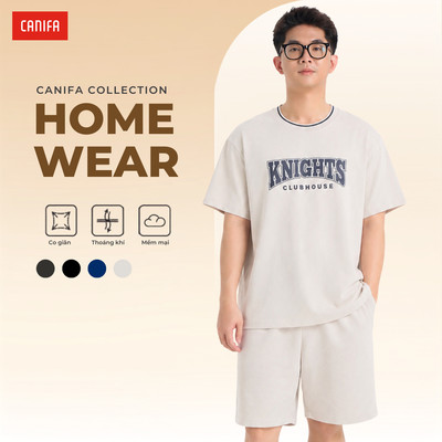 Bộ quần áo nam cổ tròn ngắn tay dáng rộng có hình in CANIFA MEN 8ST26S003