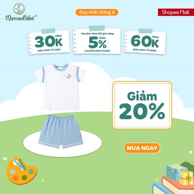 Bộ cộc tay La Pomme hải âu căng buồm ra khơi - Sợi Natural Cotton thoáng mát – Bé trai - 6M - 3Y