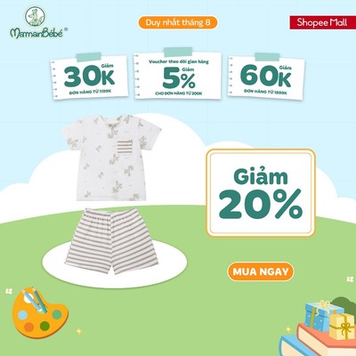 Bộ cộc tay La Pomme phối họa tiết bãi biển chilling - Sợi Natural Cotton thoáng mát – Bé trai - 6M - 3Y