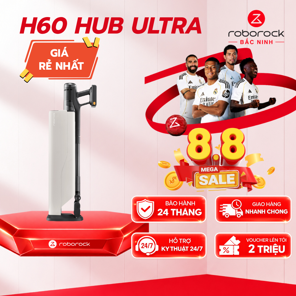 [CHÍNH HÃNG]  Roborock H60 Hub Ultra/ H60 Hub Pro/ H60 Ultra | Máy hút bụi cầm tay| Lực hút 210AW