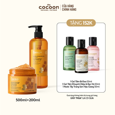 Combo Gel tắm đường 500ml + Tấy da chết đường thốt nốt 200ml Tặng 1 Gel tắm bí 50ml + 1 Gel tắm KD 50ml + 1 TT sen 50ml