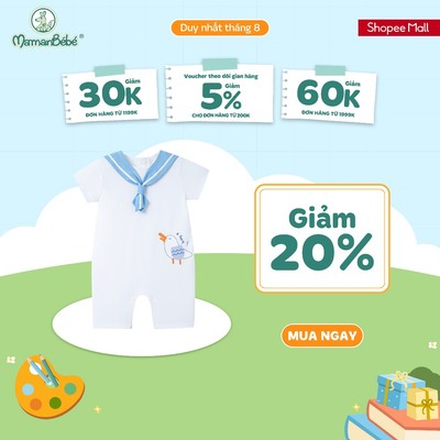 Body cộc tay La Pomme thuyền trưởng hải âu - Sợi Natural Cotton thoáng mát – Bé trai - 3M - 12M