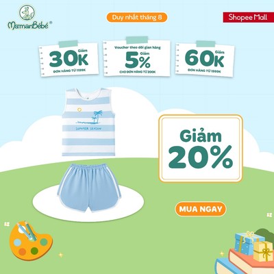 Bộ sát nách La Pomme họa tiết cùng đón bình minh lên - Sợi Natural Cotton thoáng mát – Bé trai - 6M - 5Y
