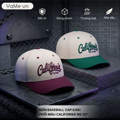 Nón Baseball Cap Kaki Phối Màu CALIFORNIA NS 147 23884 |YaMe|