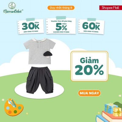 Bộ cộc tay La Pomme họa tiết cá tính nhà nấm siêu ngầu - Sợi Jacquard Cotton mềm mại, thoáng khí – Bé trai - 12M - 5Y