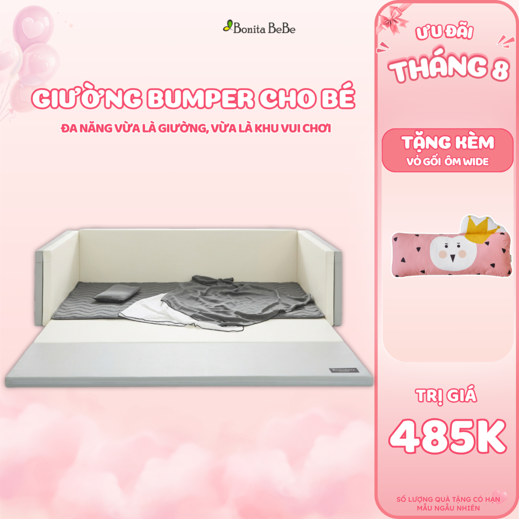 Giường Ngủ Cho Bé BonitaBeBe Bumper Bed Jumbo 200*120*h50cm Đa Năng - Nhập Khẩu Chính Hãng HQ