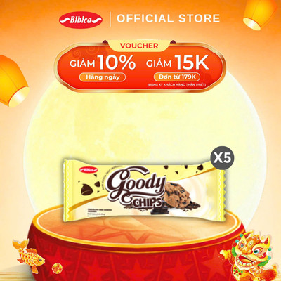Combo 5 Bánh Quy Chip Socola Goody Bibica 80g Nhiều Vị Nho Dừa Điều Thơm Ngon