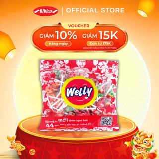 Kẹo mút welly cam, dâu, ổi, cola bibica 396g