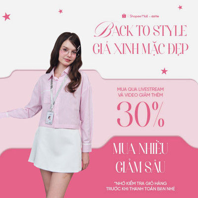 DOTTIE - Áo sơ mi dài tay phối viền - Hồng - T1206