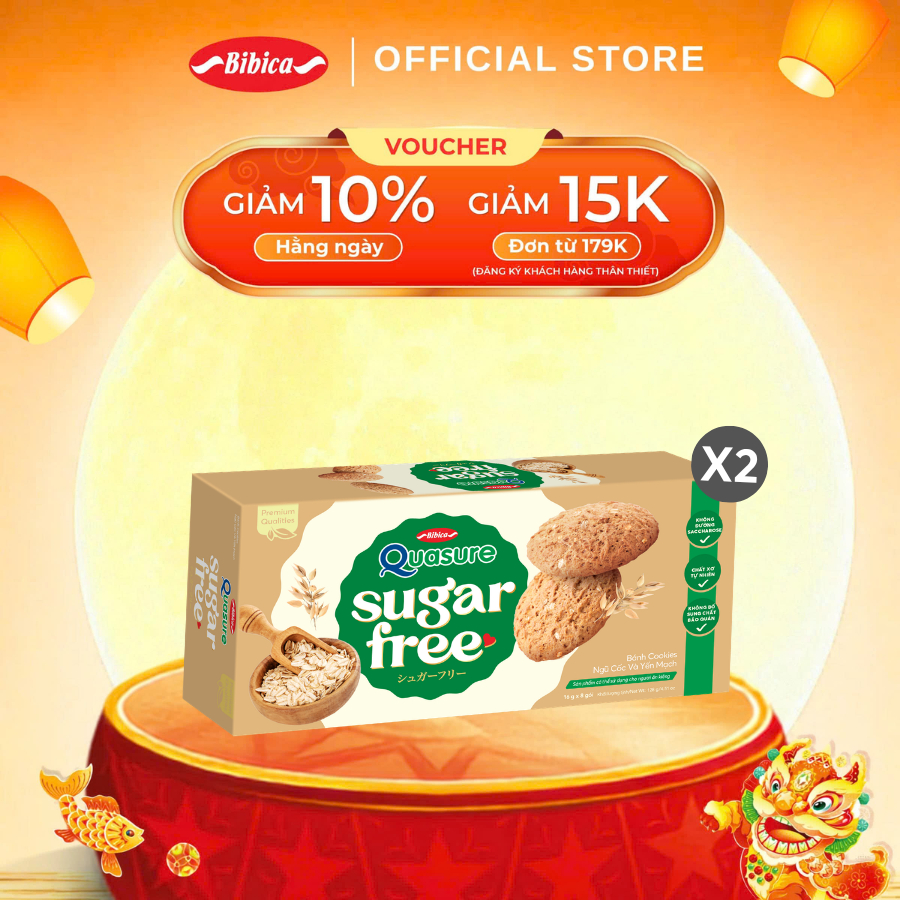 Combo 2 Hộp Bánh Ăn Kiêng Bibica Không Đường Quasure Sugar Free Bibica