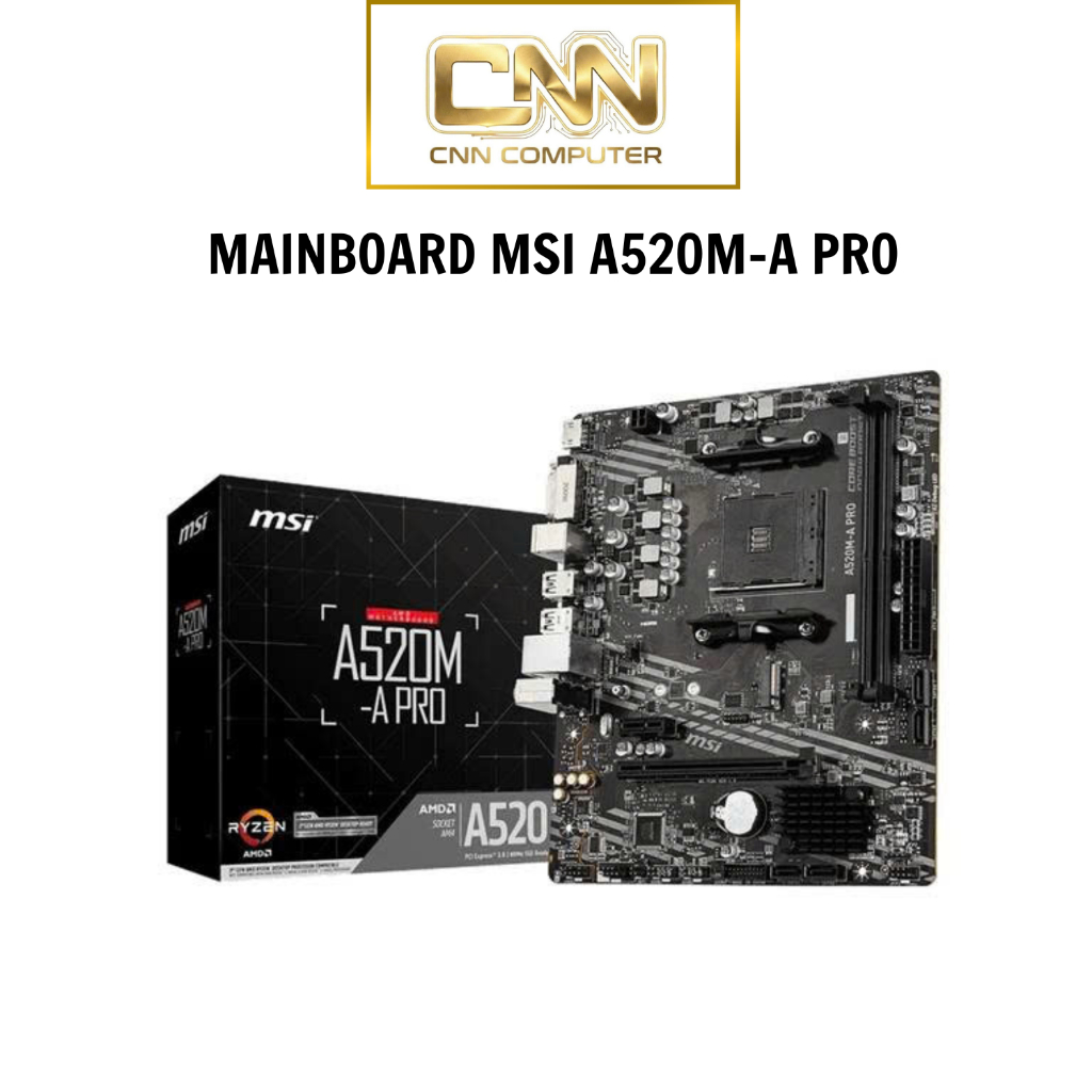 MAIN MSI A520M-A PRO (AMD A520/ SOCKET AM4/ M-ATX/ 2 KHE RAM) Bảo Hành Chính Hãng 36 Tháng