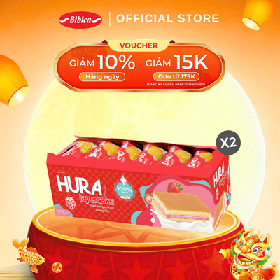 Combo 2 Hộp Bánh Bông Lan Hura Layer Cake Bibica 300g Kem Bơ Sữa Mềm Xốp Tiện Lợi