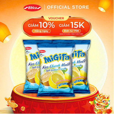 Combo 3 Kẹo Cứng Migita Bibica 140g Vị Chanh Muối Chua Ngọt Thơm Thanh