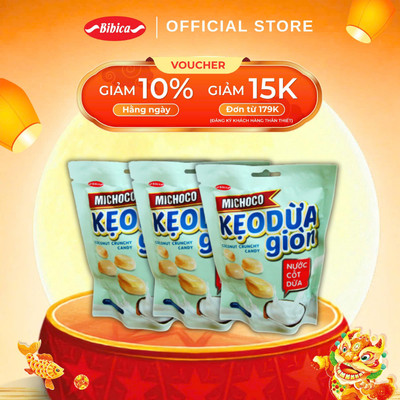 Combo Kẹo Michoco Dừa Giòn Nước Cốt Dừa Bibica 100g