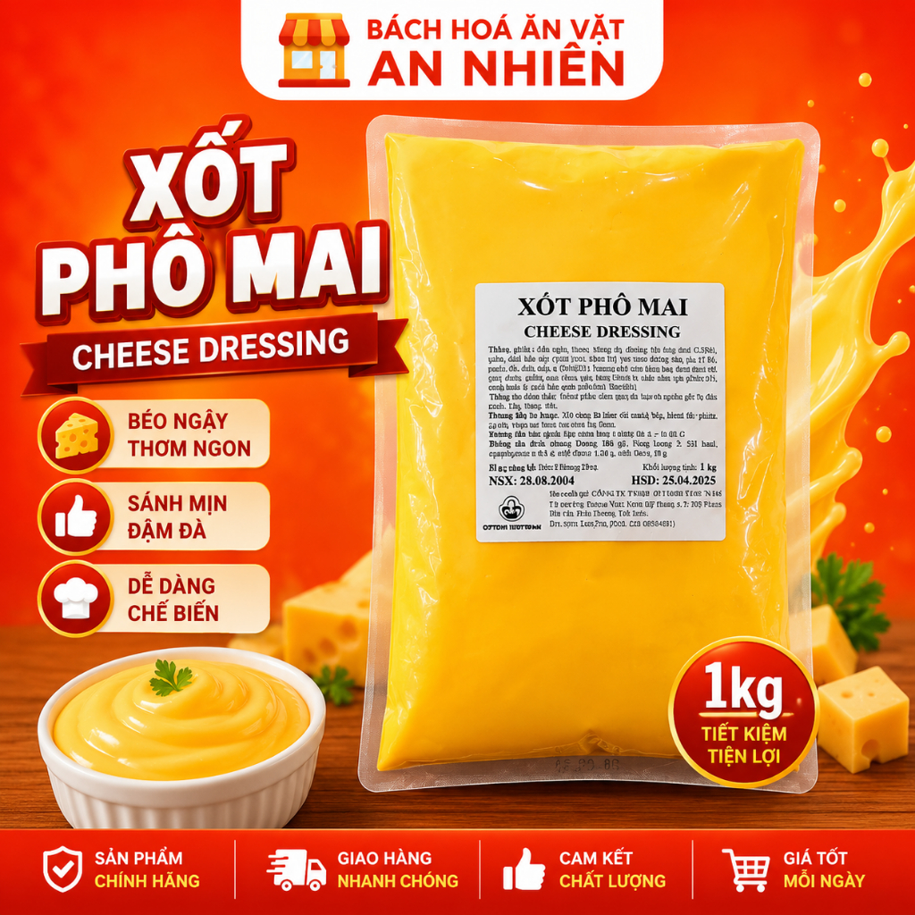 Xốt Phô Mai Ottogi 1kg Sốt Phô Mai Hàn Quốc Béo Thơm Chấm Gà Rán Khoai Tây Pizza Hamburger Spagheti