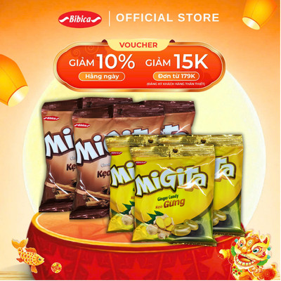 Combo Mix 6 Kẹo Cứng Migita Gừng và Quế Bibica 70g