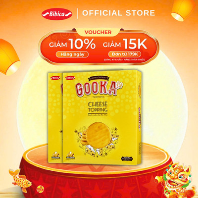Combo 2 Bánh Quy Mặn Gooka Bibica Vị Phô Mai Lớp Phủ Cheese Topping Thơm Ngon 180g