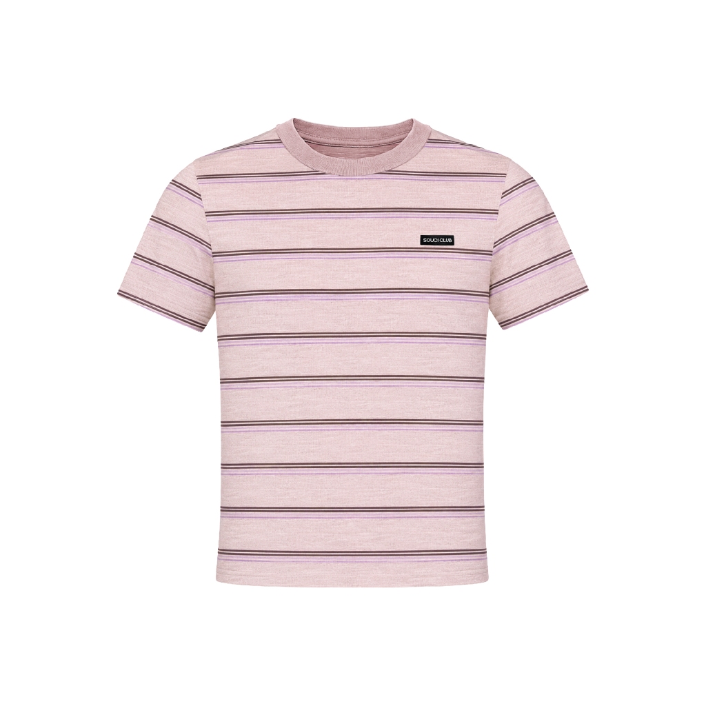 Áo Thun Sọc Nữ SOUCI CLUB Hồng Logo Vải 290gsm - SC 2 STRIPED T-SHIRT