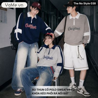 Áo Polo Nam Sweater Cổ Khóa Kéo The No Style 038 Dáng Rộng Rãi F4 23437 |YaMe|