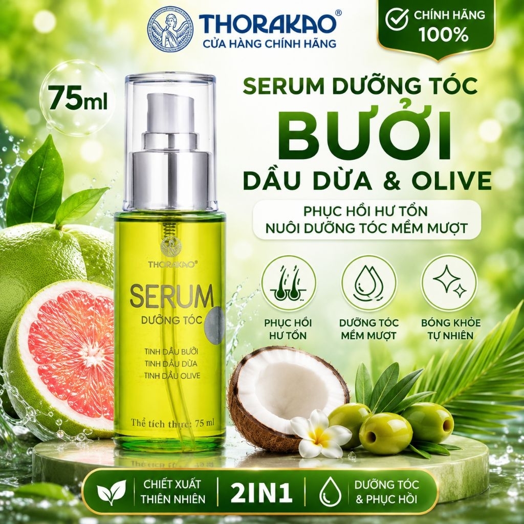 THORAKAO SERUM DƯỠNG TÓC 75ML - (TINH DẦU DỪA, BƯỞI, OLIVE)
